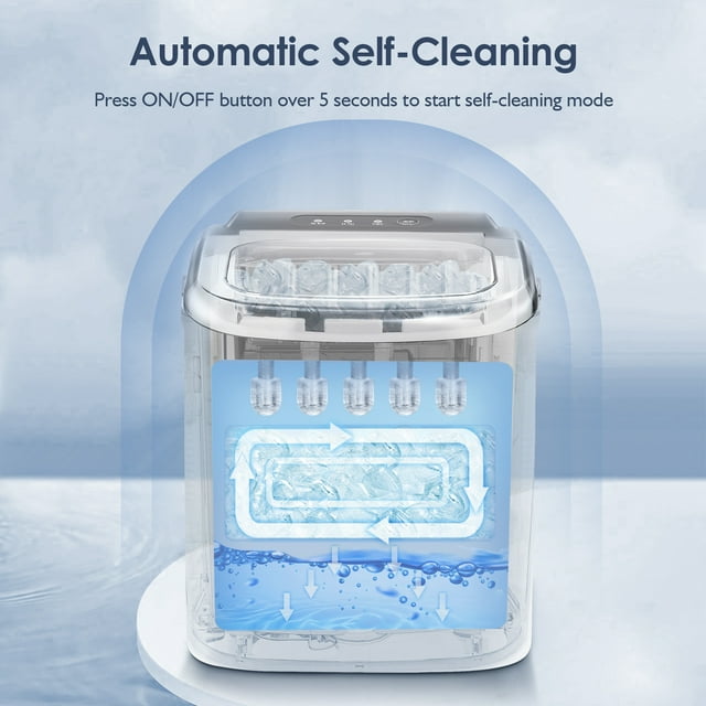 KISSAIR Compact Ice Maker - Fast, Portable, and Self-Cleaning for Home and Office