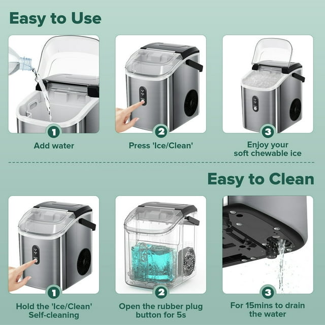 Auseo Nugget Ice Maker - Premium Countertop Ice Machine