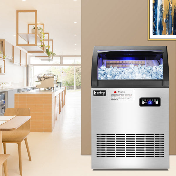 ZOKOP Stainless Steel Ice Maker Cube Machine, High-Capacity, Freestanding/Built-in