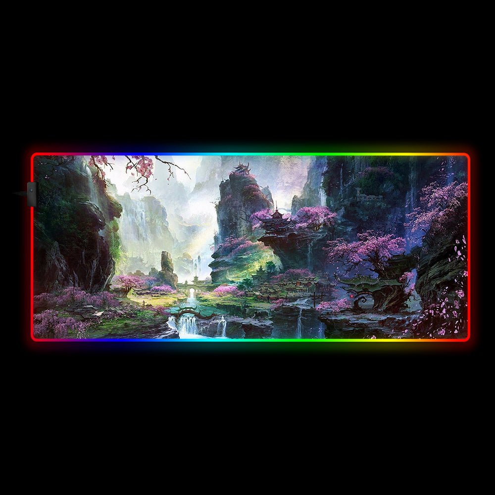 Sakura Valley RGB Gaming Mouse Pad - M-XXL Size, Vibrant LED, Premium Cloth