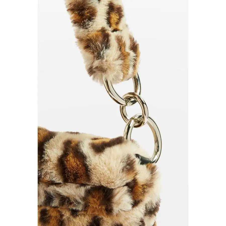 Leopard Print Fur Bag for Women, Large Capacity Crossbody Shoulder Clutch