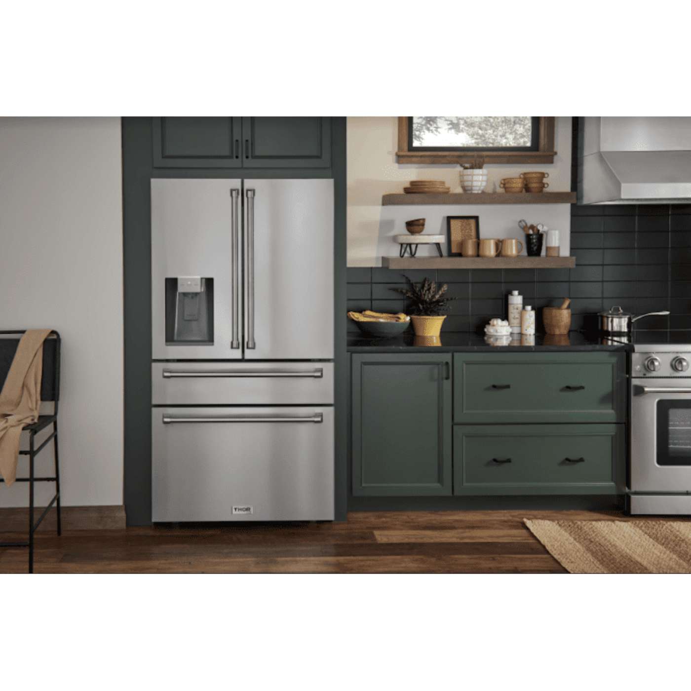 Thor Kitchen 36" Counter Depth Refrigerator with Water Dispenser and Ice Maker - TRF3601FD