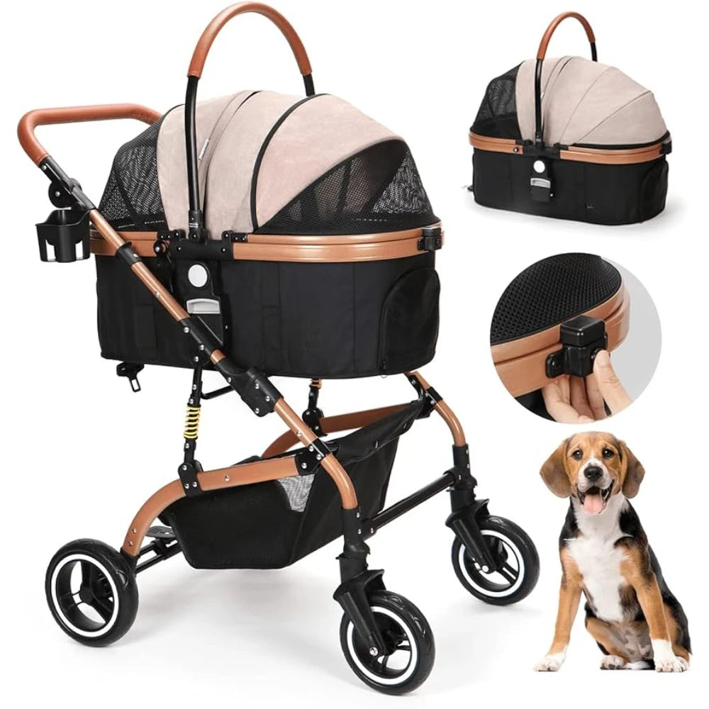 All-in-One Pet Trolley Stroller | Versatile Travel Companion for Dogs & Cats