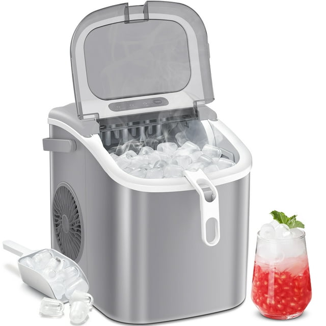 KISSAIR Compact Ice Maker - Fast, Portable, and Self-Cleaning for Home and Office
