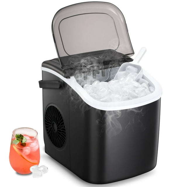 Auseo Compact Ice Maker, 9 Cubes in 8 Mins, 26 lbs Daily, Self-Cleaning