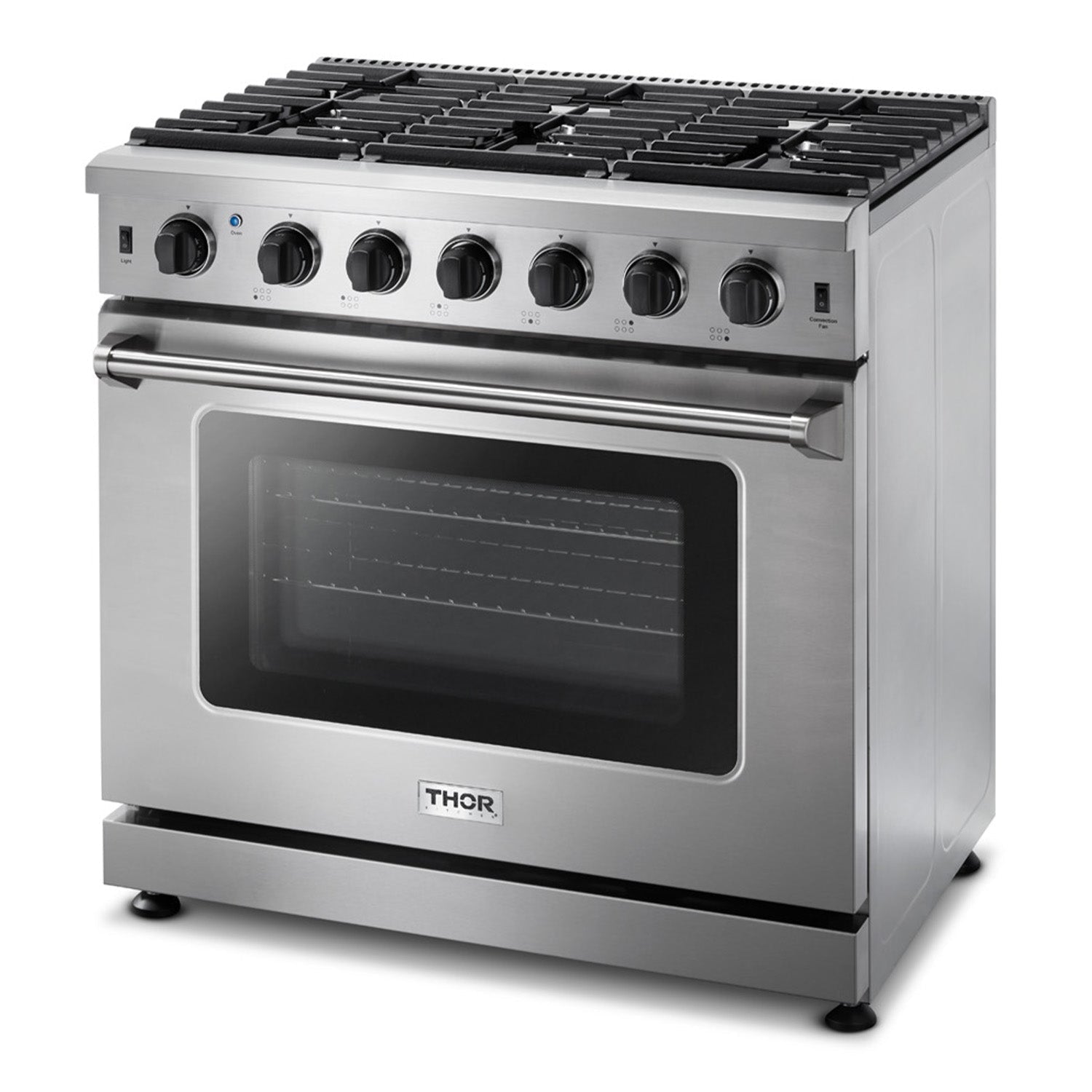 Thor Kitchen 36" Stainless Steel Appliance Package with Propane Range, Hood, Fridge & More