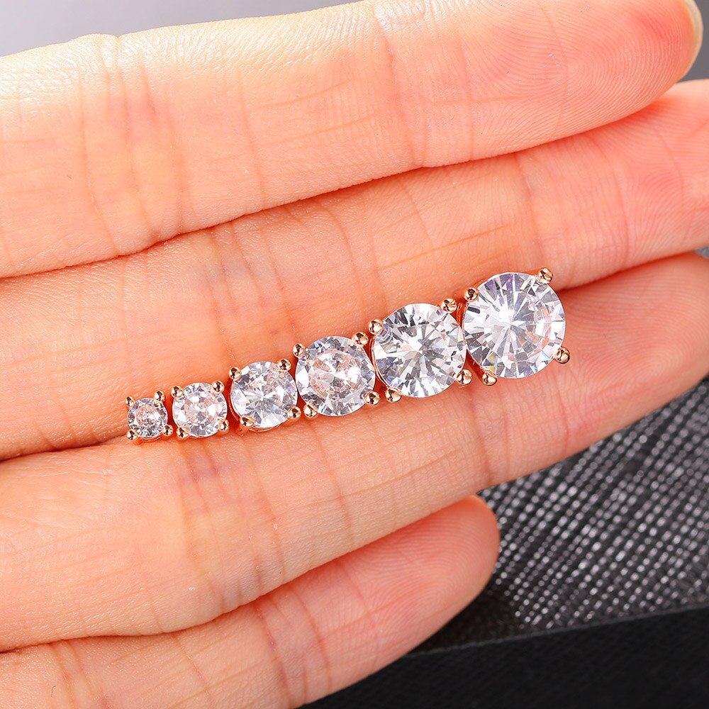 Glamorous Round CZ Stud Earrings for Women, Trendy 2023 Fashion Jewelry