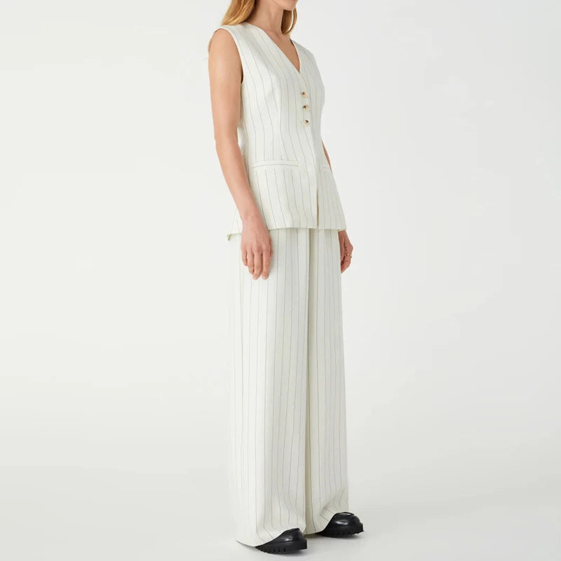 Women's Trendy Fishbone Hoodie & Wide Leg Pants Set for Spring 2024