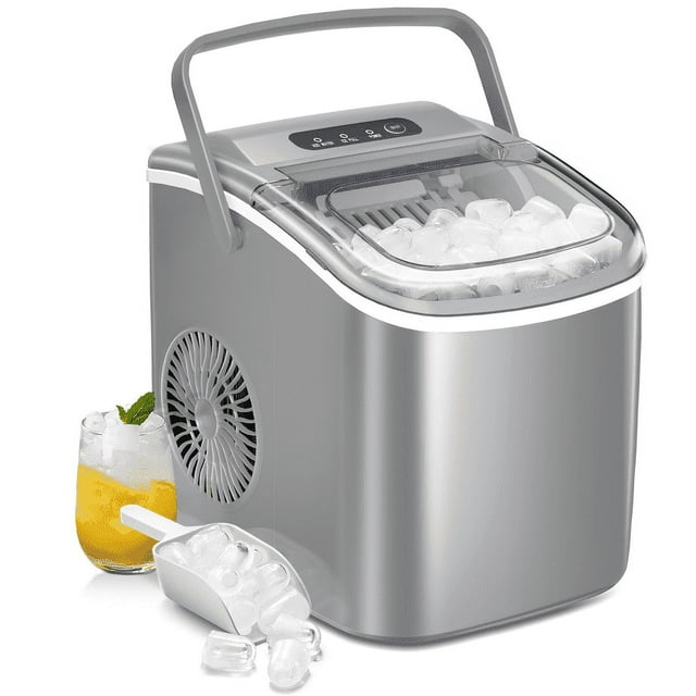 Auseo Countertop Ice Maker - Portable, Self-Cleaning, 26lbs/24H, 9 Cubes in 8 Mins
