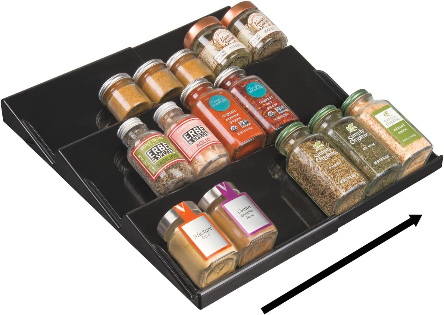 Upgraded 3-Tier Plastic Spice Rack Organizer for Kitchen Drawers