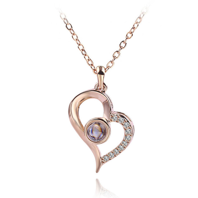 Elegant Rose Gold "I Love You" Pendant Necklace for Couples