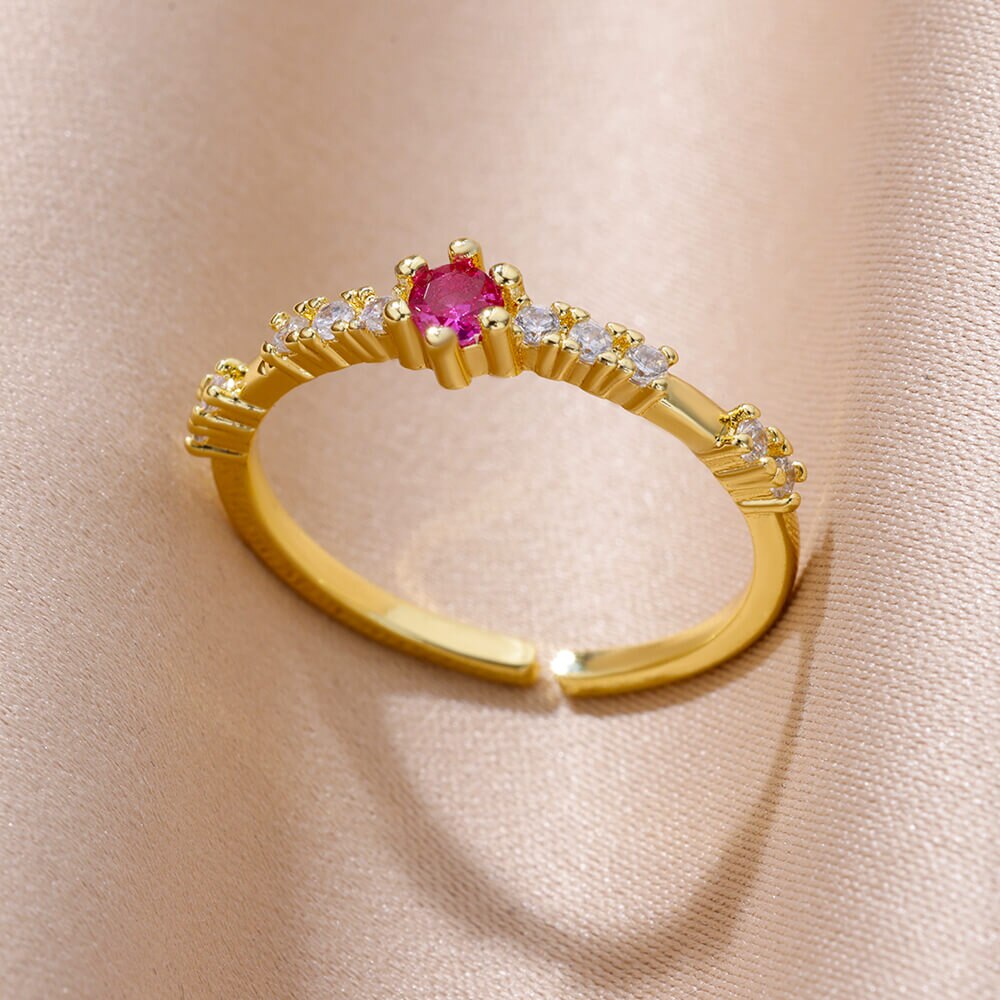 Stylish Women's Gold-Tone Stainless Steel Zirconia Rings