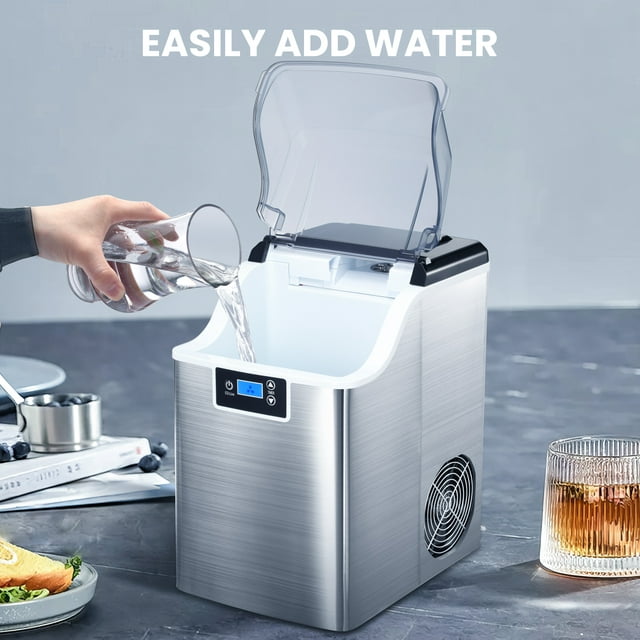 KISSAIR Portable Nugget Ice Maker - Soft Chewable Ice, Self-Cleaning, LED Display