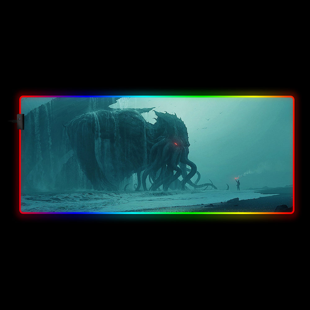 Cthulhu Rise Design RGB Gaming Mouse Pad - M-XXL Size