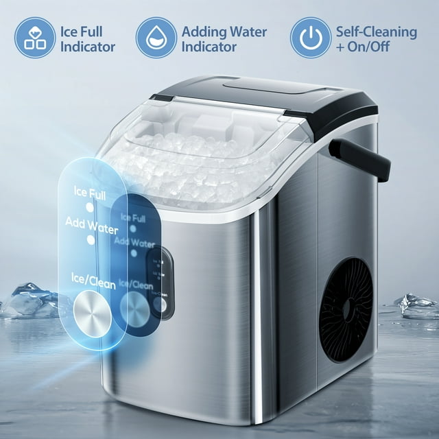 Auseo Nugget Ice Maker - Compact, Modern, and Self-Cleaning