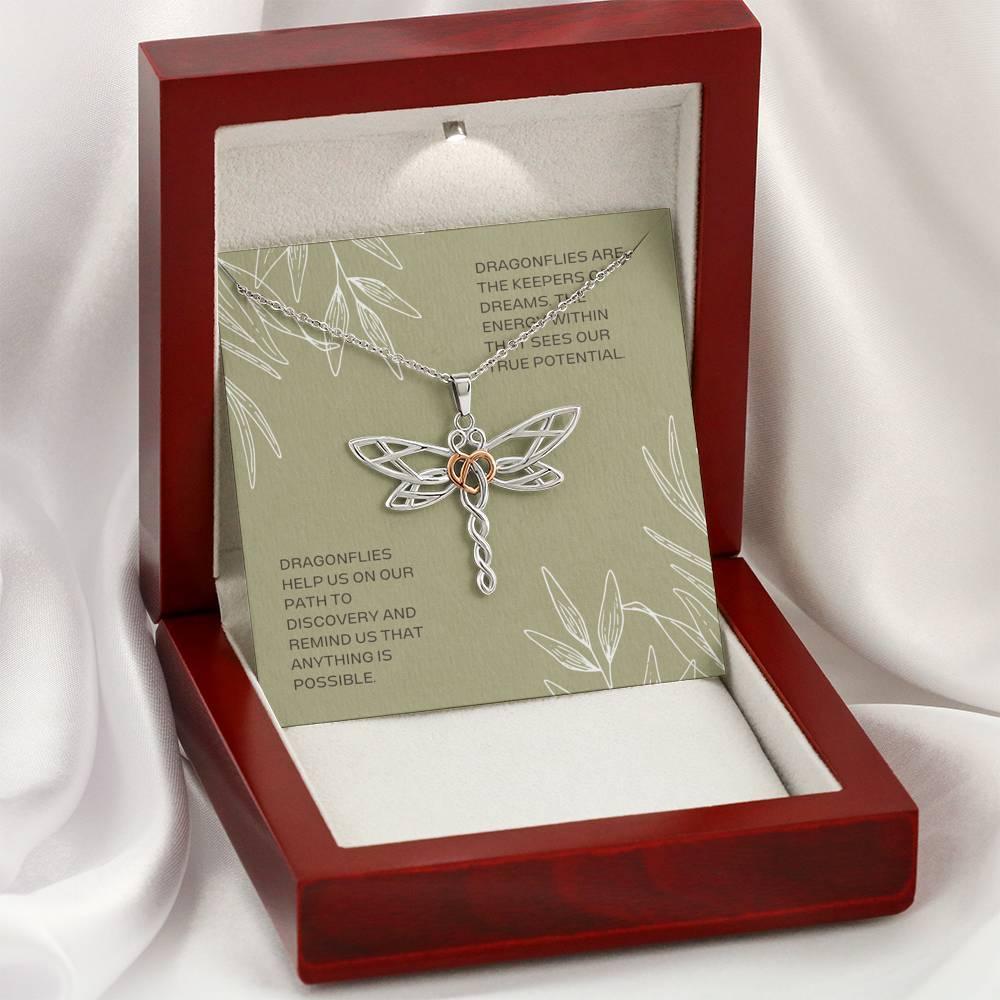 Elegant Dragonfly Pendant Necklace | Symbol of Strength and Grace