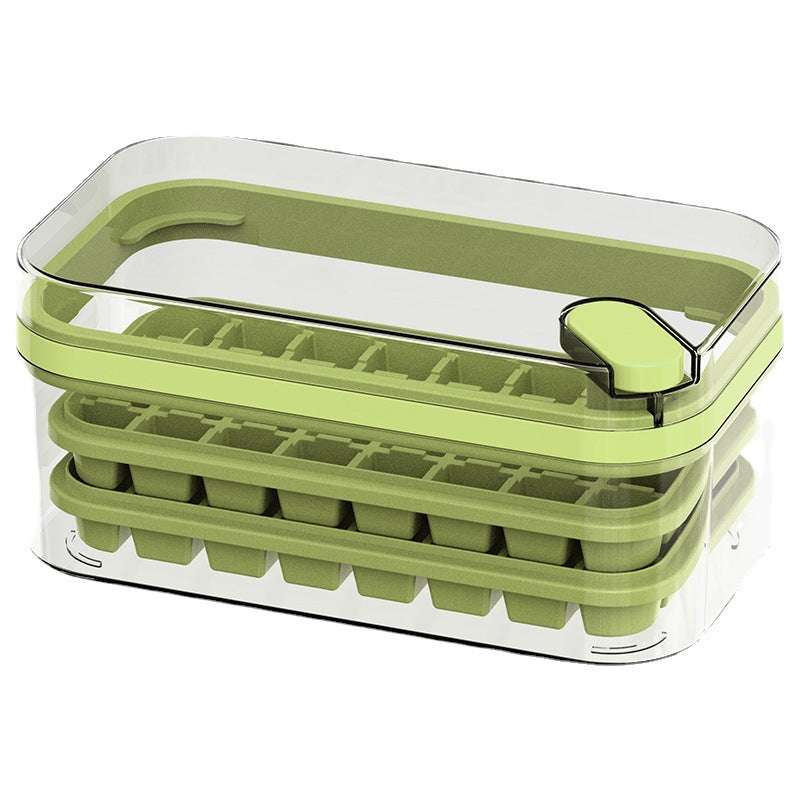 One-Button Ice Cube Maker with Storage Box and Lid