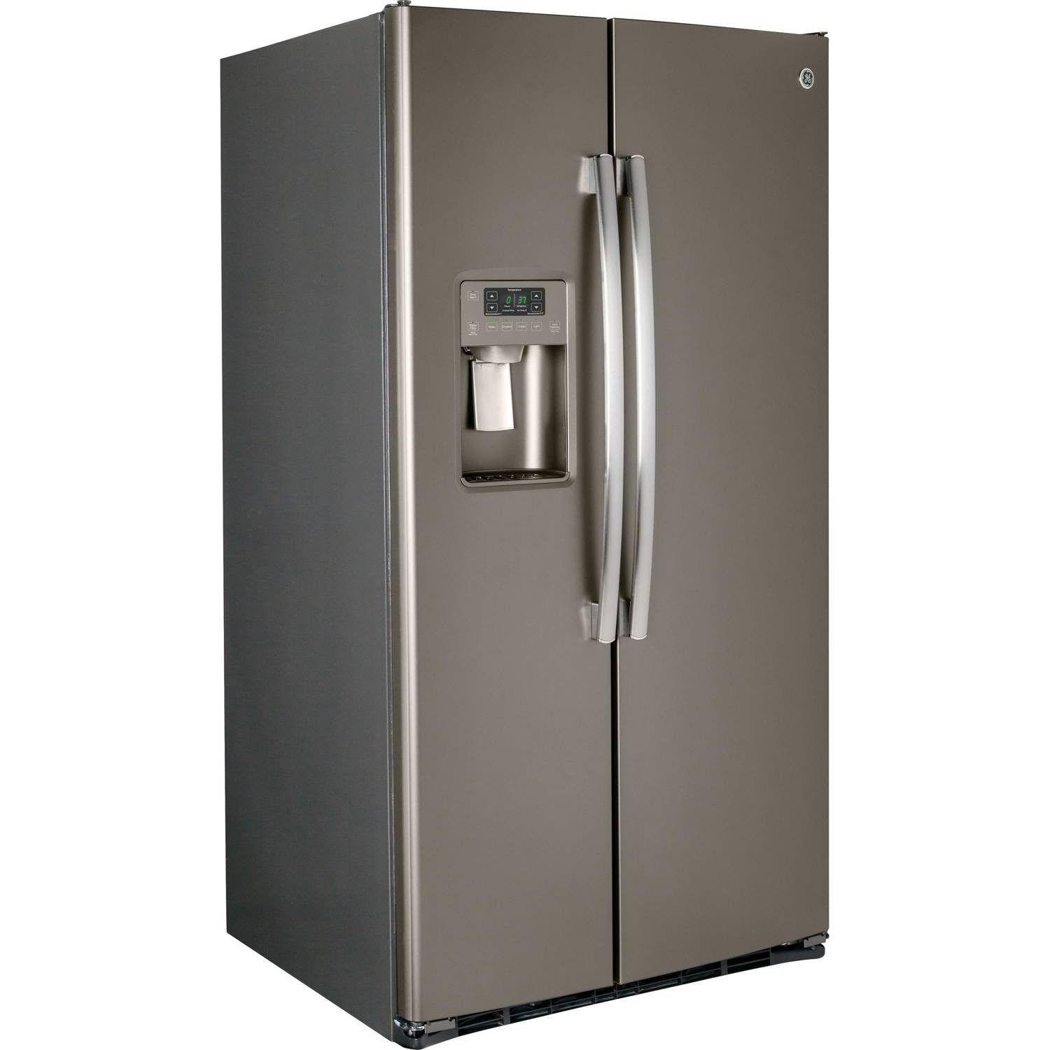 GE 25.3 cu. ft. Side-by-Side Refrigerator with Adjustable Shelves and LED Lighting