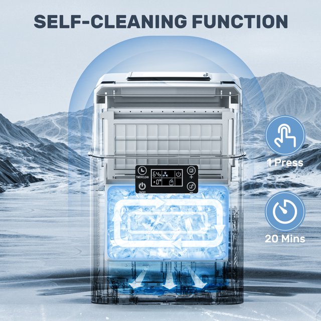 Auseo High-Capacity Countertop Ice Maker, 44lbs/24H, 24 Cubes in 12 Mins