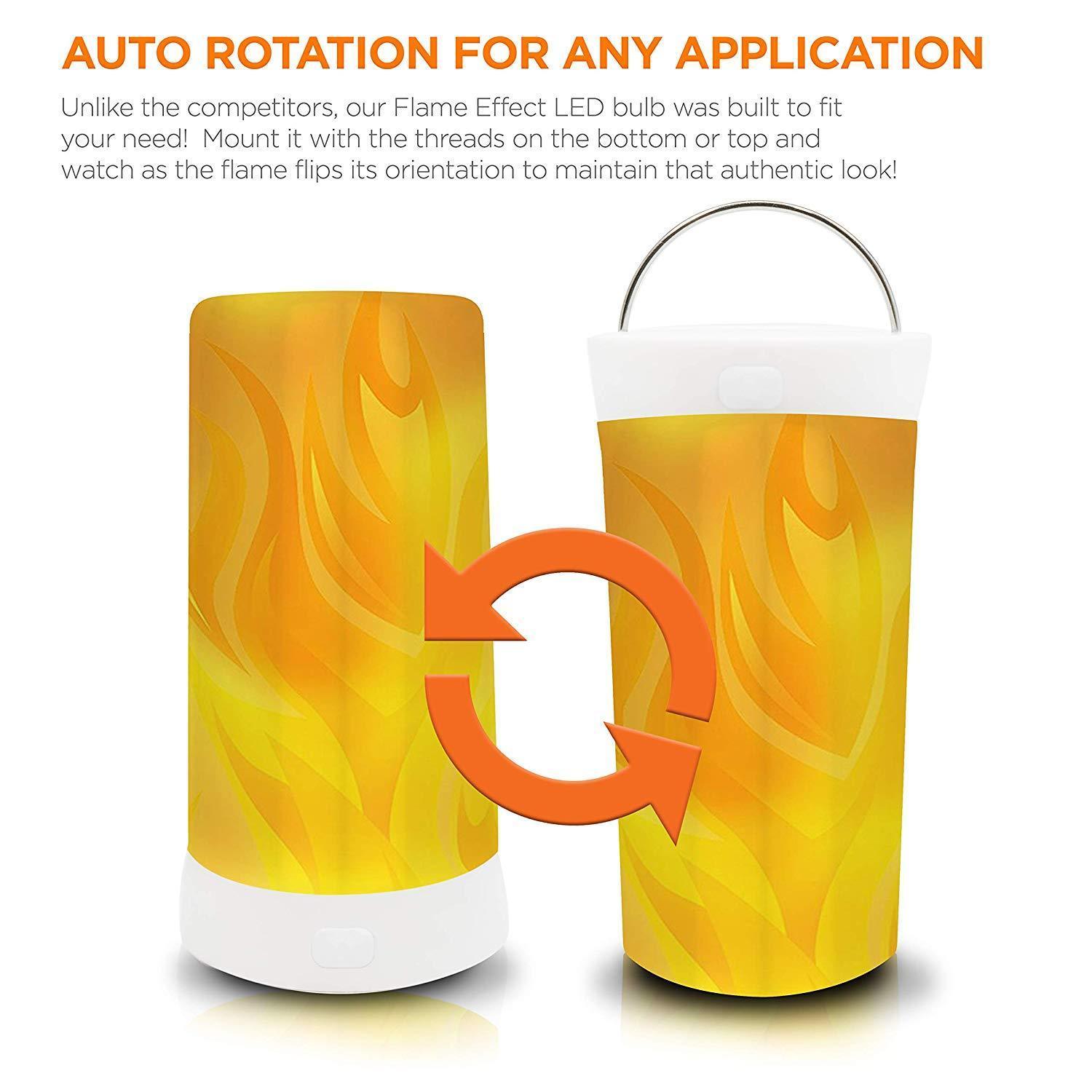 Rechargeable LED Flame Effect Light Bulb - Flickering Fire Light for Indoor/Outdoor