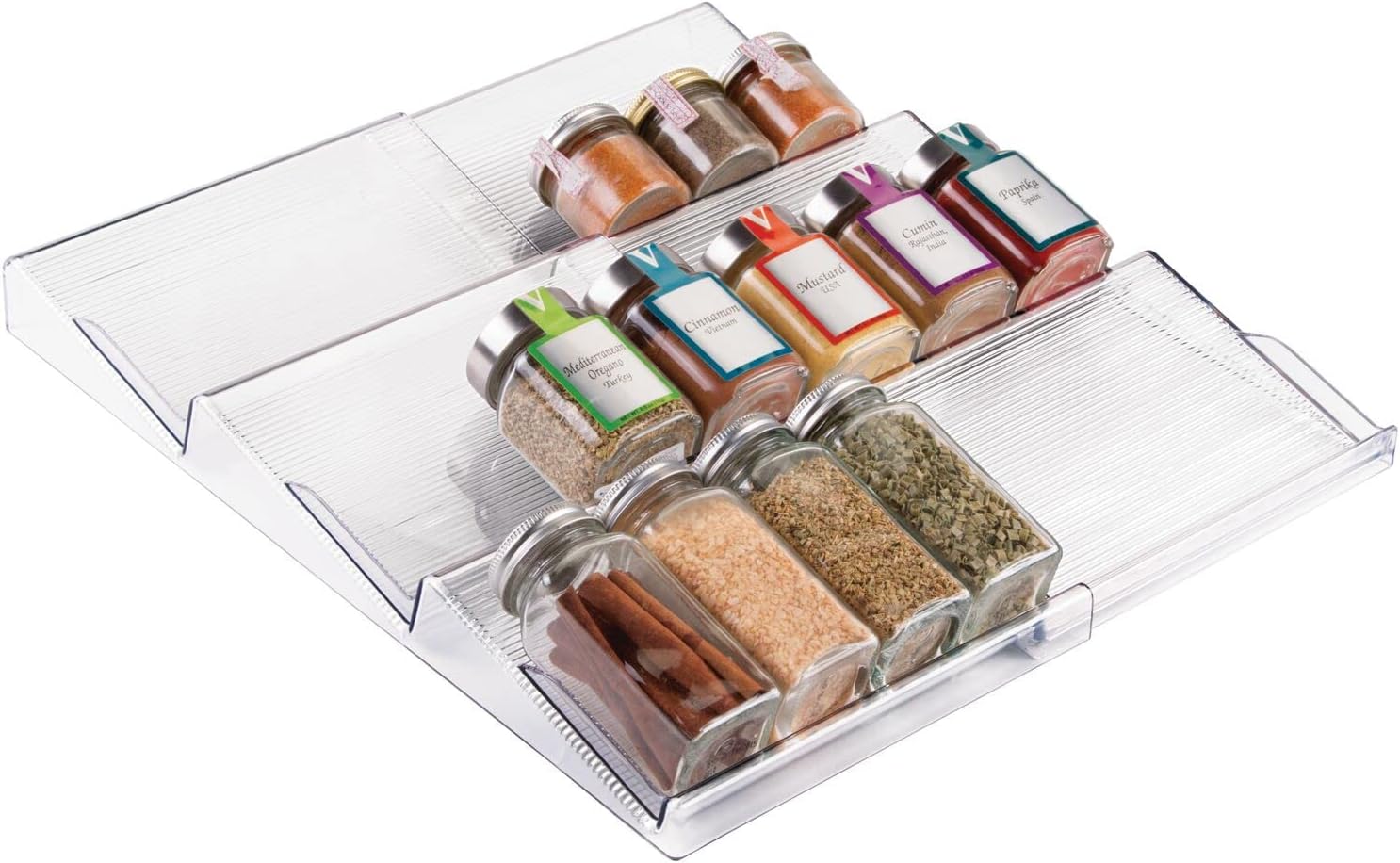 Upgraded 3-Tier Plastic Spice Rack Organizer for Kitchen Drawers