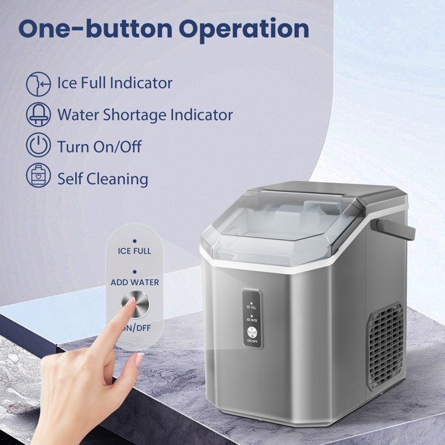 Auseo Portable Nugget Ice Maker - Fast, Stylish, and Efficient for Home and Office