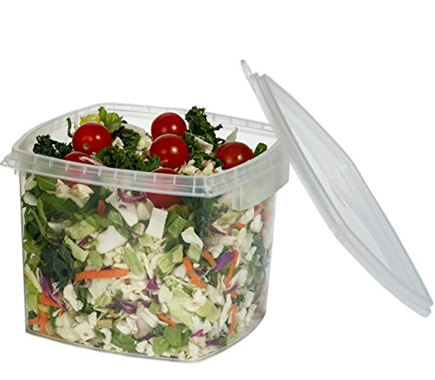 Decony 64 oz. Leak-Proof Deli Containers with Lids, Clear, Stackable, Microwave & Freezer Safe