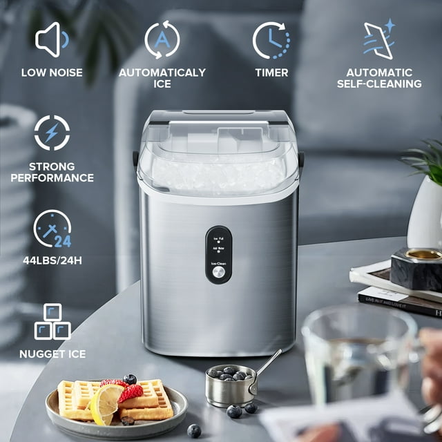 Auseo Nugget Ice Maker - Compact, Modern, and Self-Cleaning