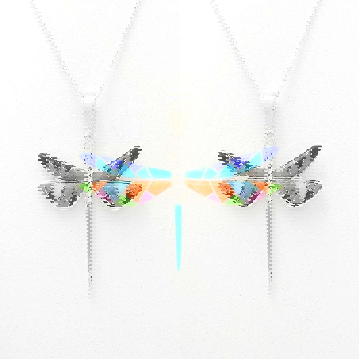 Handcrafted Sterling Silver Inlay Dragonfly Pendant