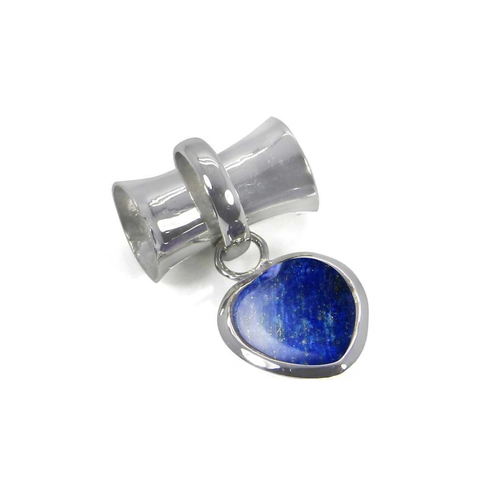 Handcrafted Lapis Lazuli Heart Sterling Silver Pendant Necklace