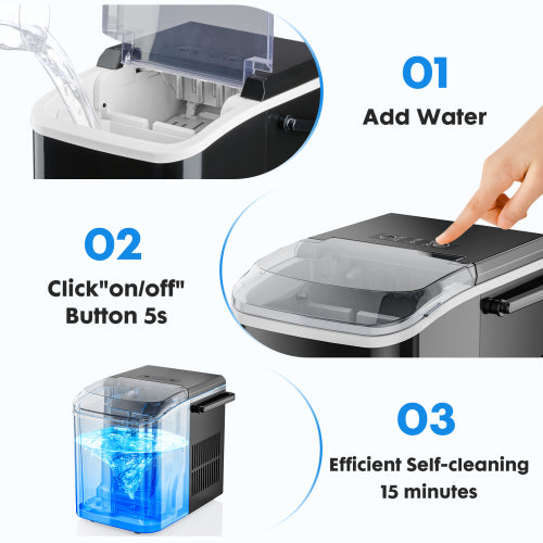 Compact Black Ice Maker for Home and Outdoor Use