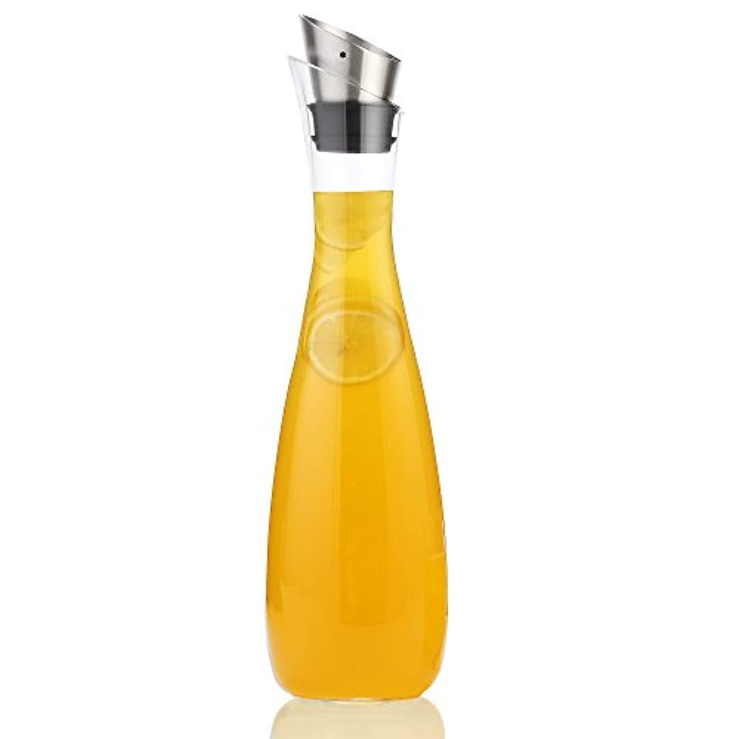 AVACRAFT 3mm Thick Borosilicate Glass Carafe with Stainless Steel Lid, 40 Oz