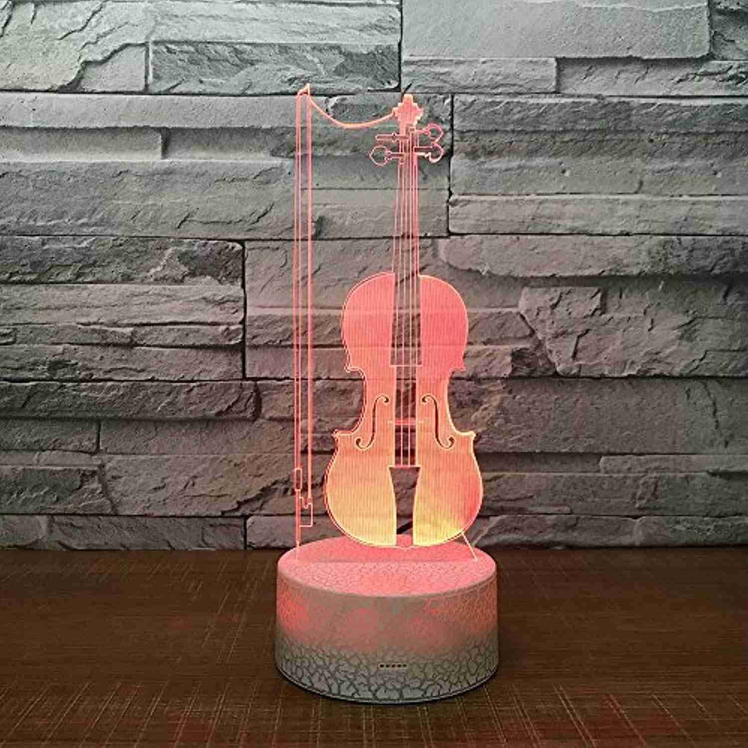 3D Violin LED Night Light - 7 Color Changing Desk Lamp for Home Decor