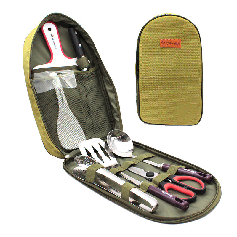 Portable Outdoor Cooking Utensil Set, 8-Piece Stainless Steel Travel Kit for Camping, Hiking, and BBQ