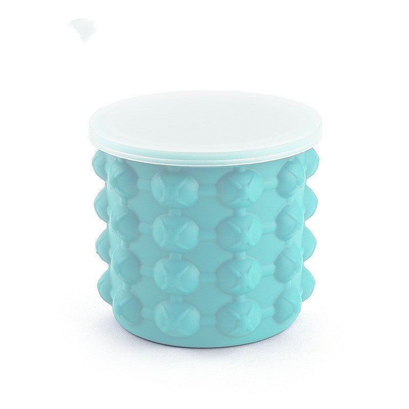 Blue Silicone Ice Cube Storage Bucket with Quick Cold Feature