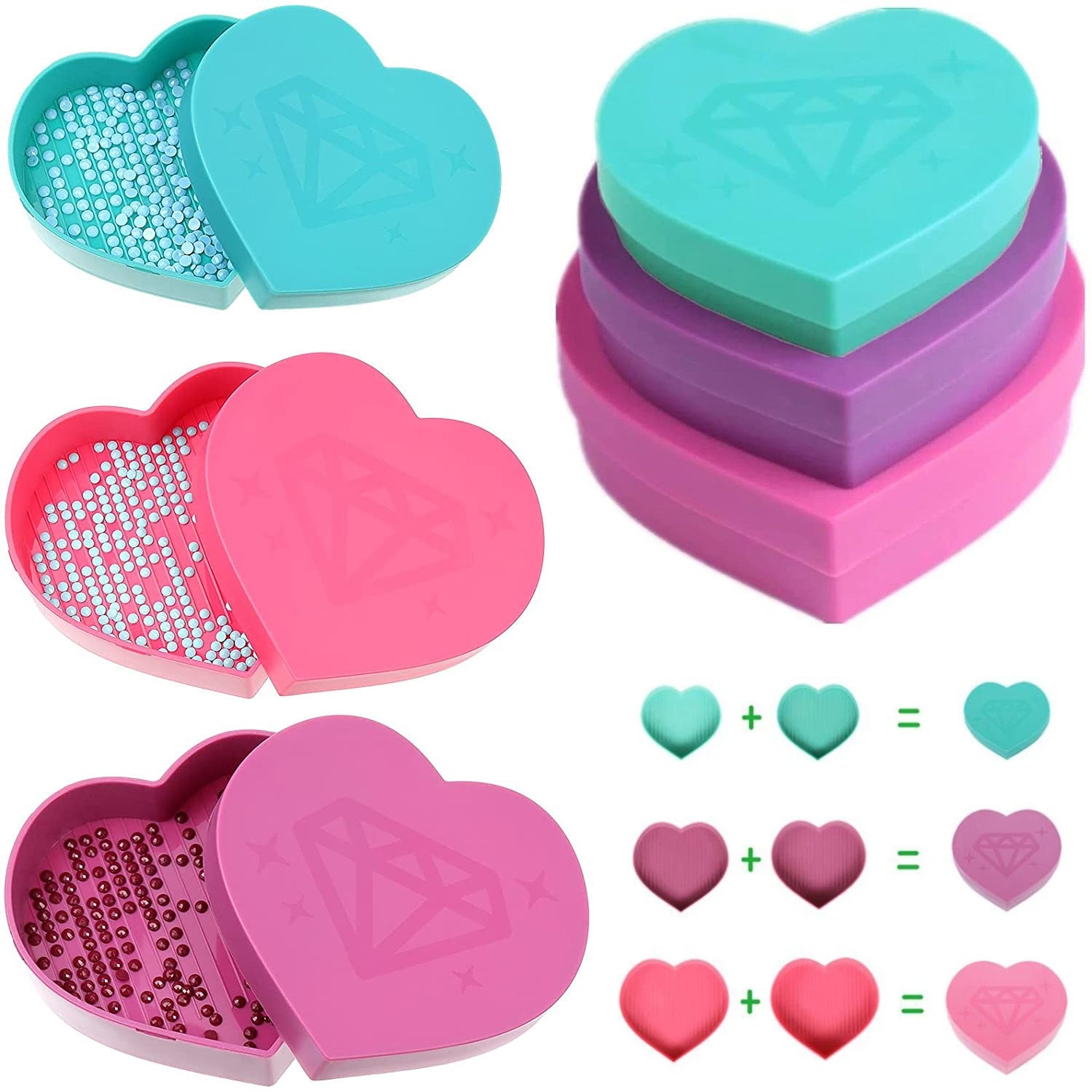 Premium Heart-Shaped Diamond Painting Tray Box with Large Capacity