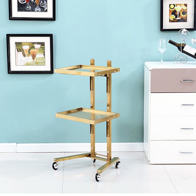 Stylish Stainless Steel Salon Trolley with Wheels for Beauty Professionals