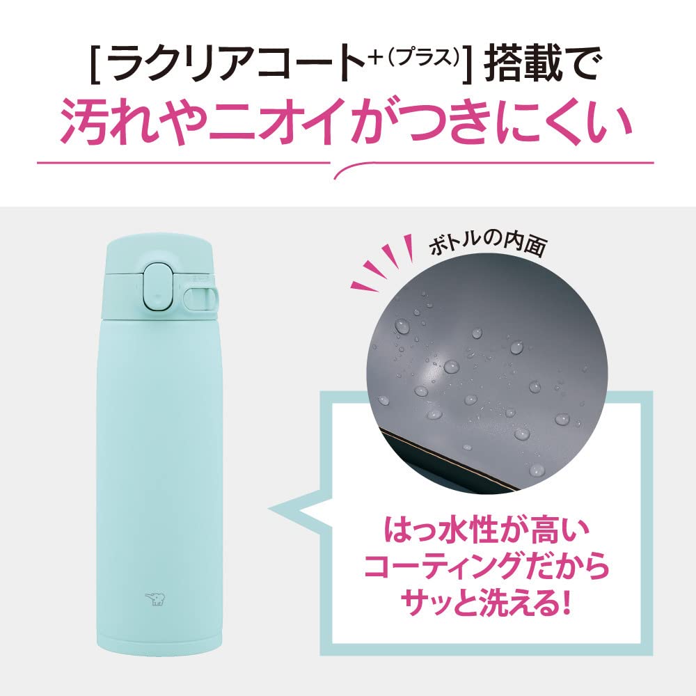 Zojirushi Mint Blue Stainless Steel Water Bottle - Large 600ml Capacity