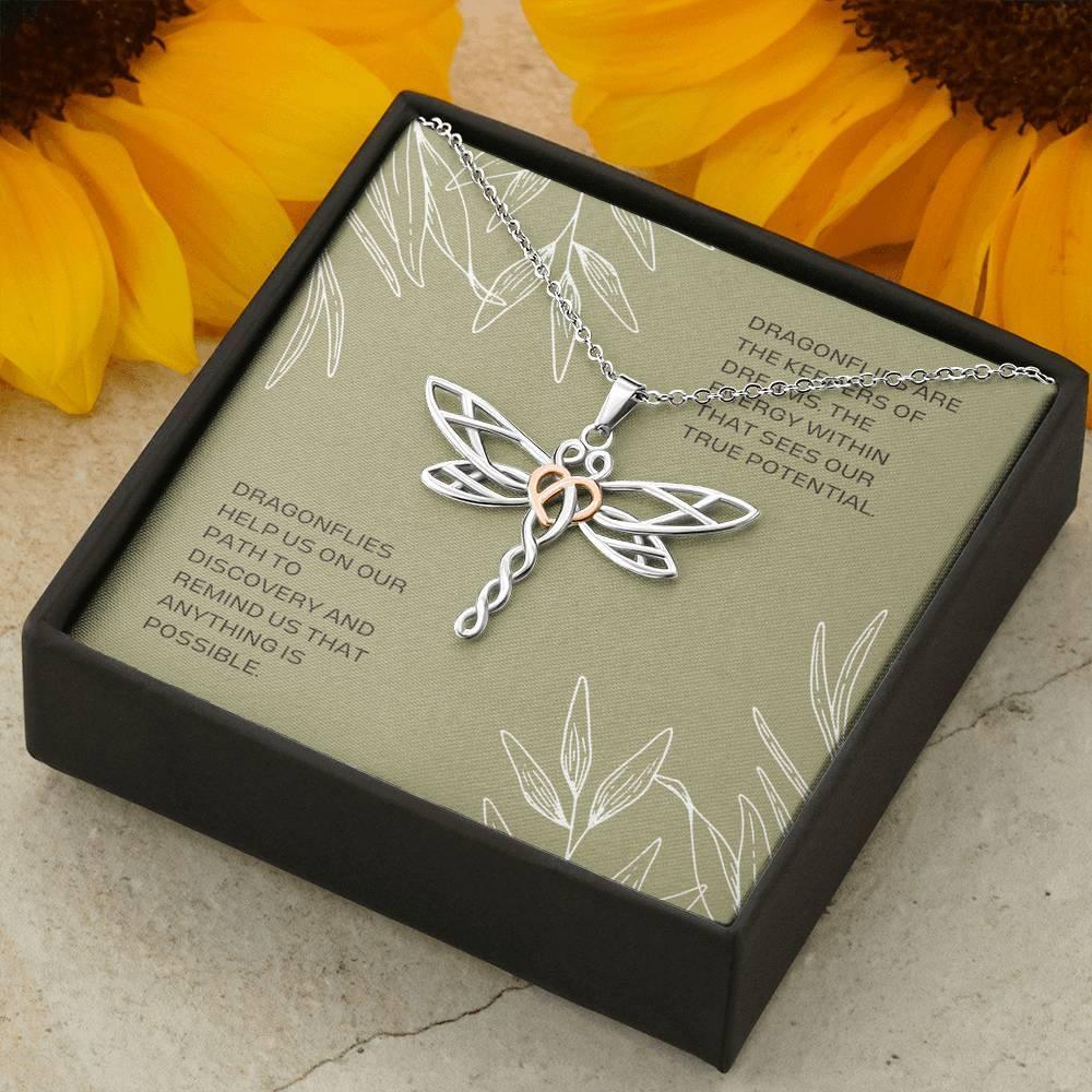 Elegant Dragonfly Pendant Necklace | Symbol of Strength and Grace