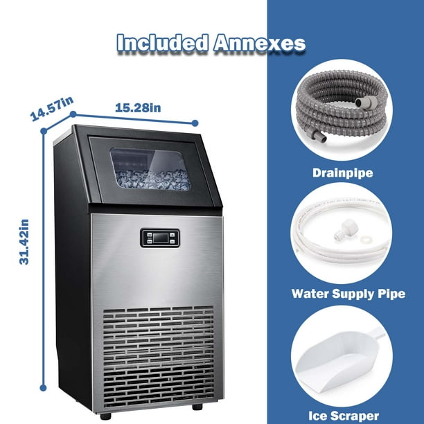 Auseo 100LBs/Day Ice Maker, Stainless Steel Commercial Machine