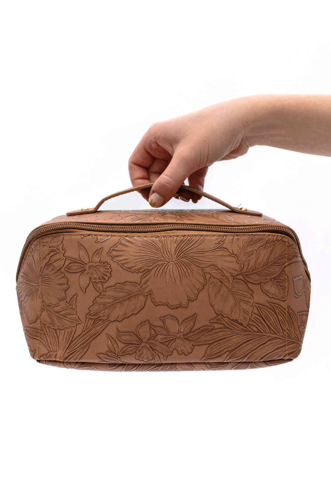 Luxurious Embossed PU Leather Large Capacity Makeup Bag
