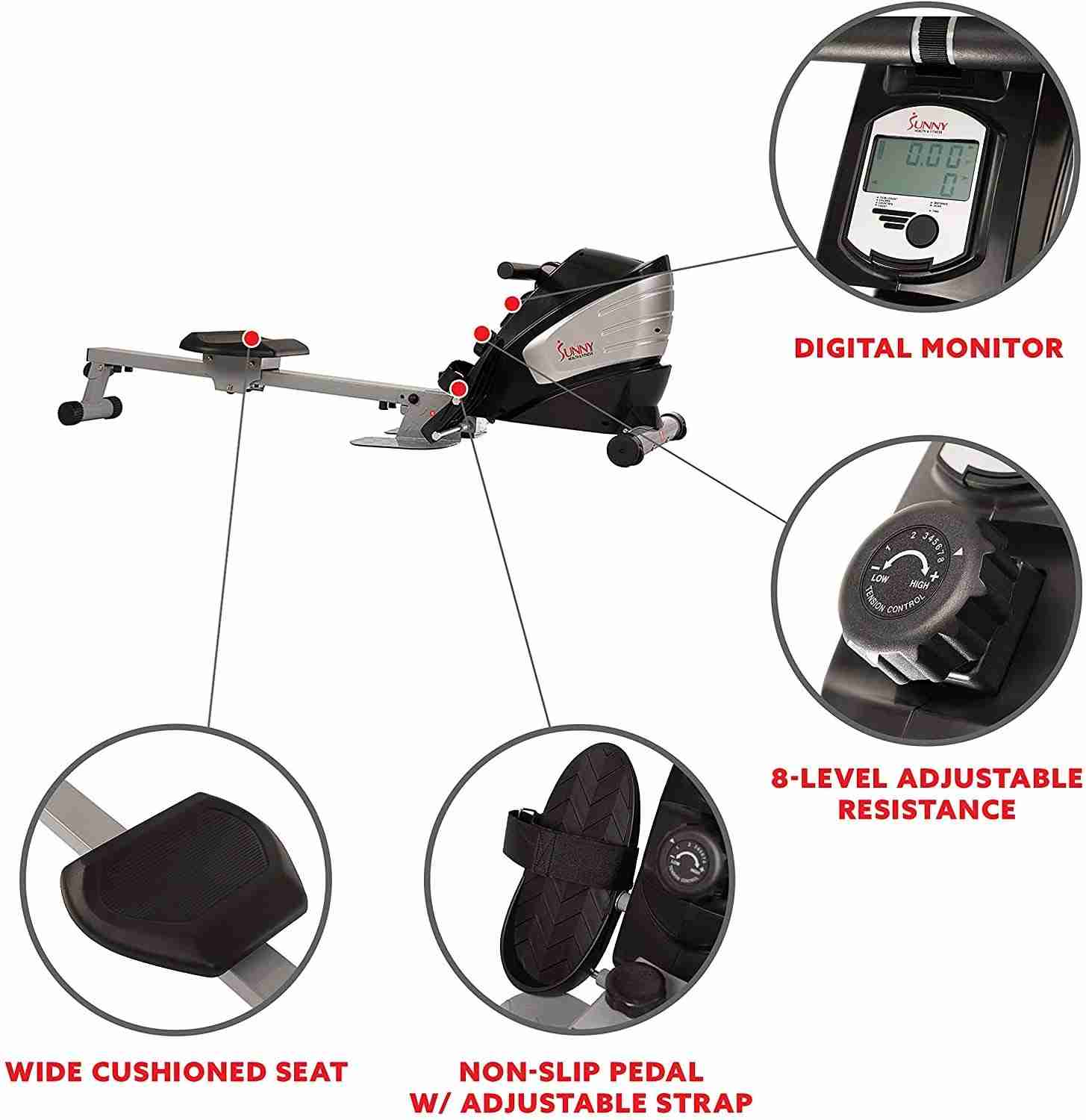 Sunny Health & Fitness SF-RW5622 Dual Function Magnetic Rowing Machine