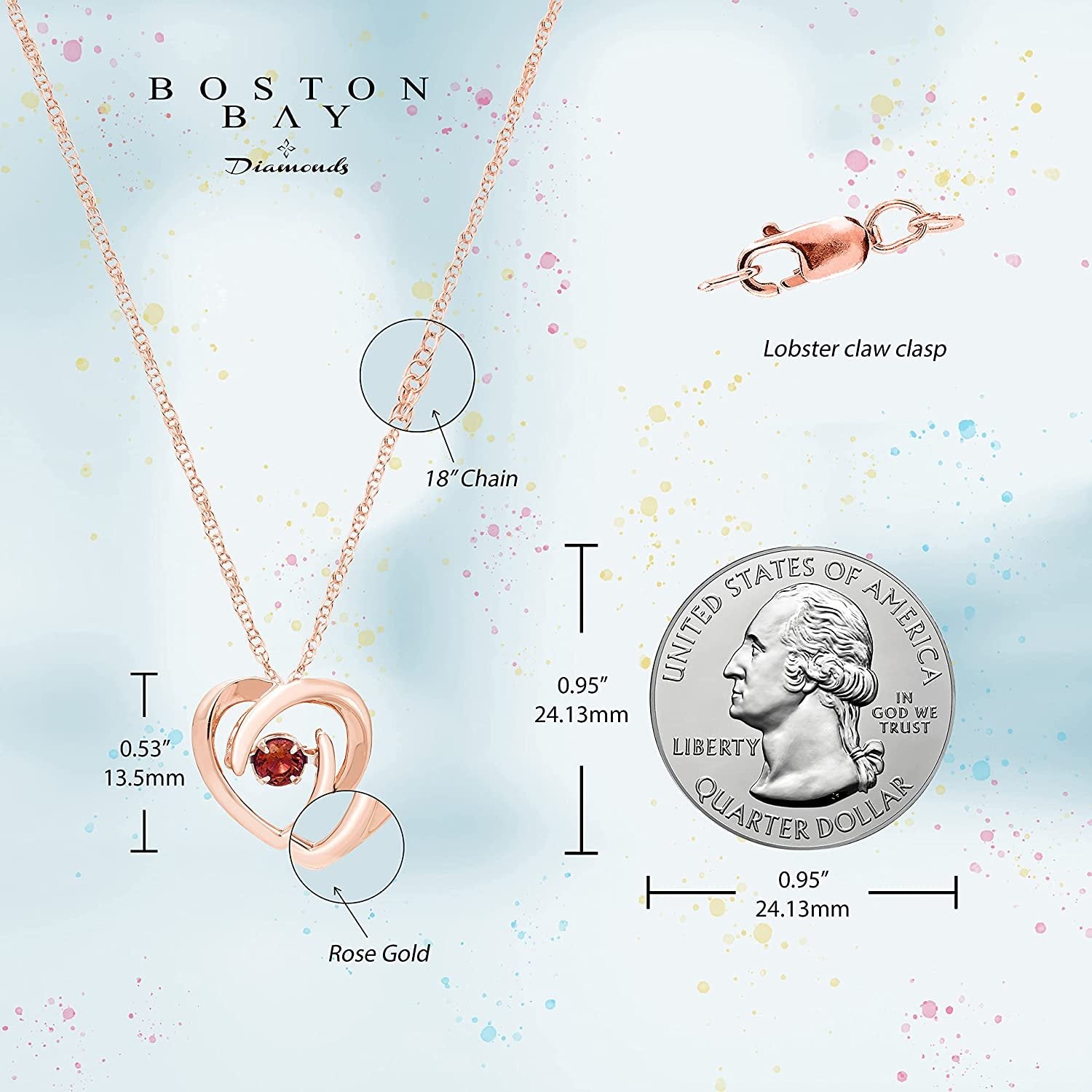 Gleaming Garnet Gemstone Heart Pendant in Sterling Silver
