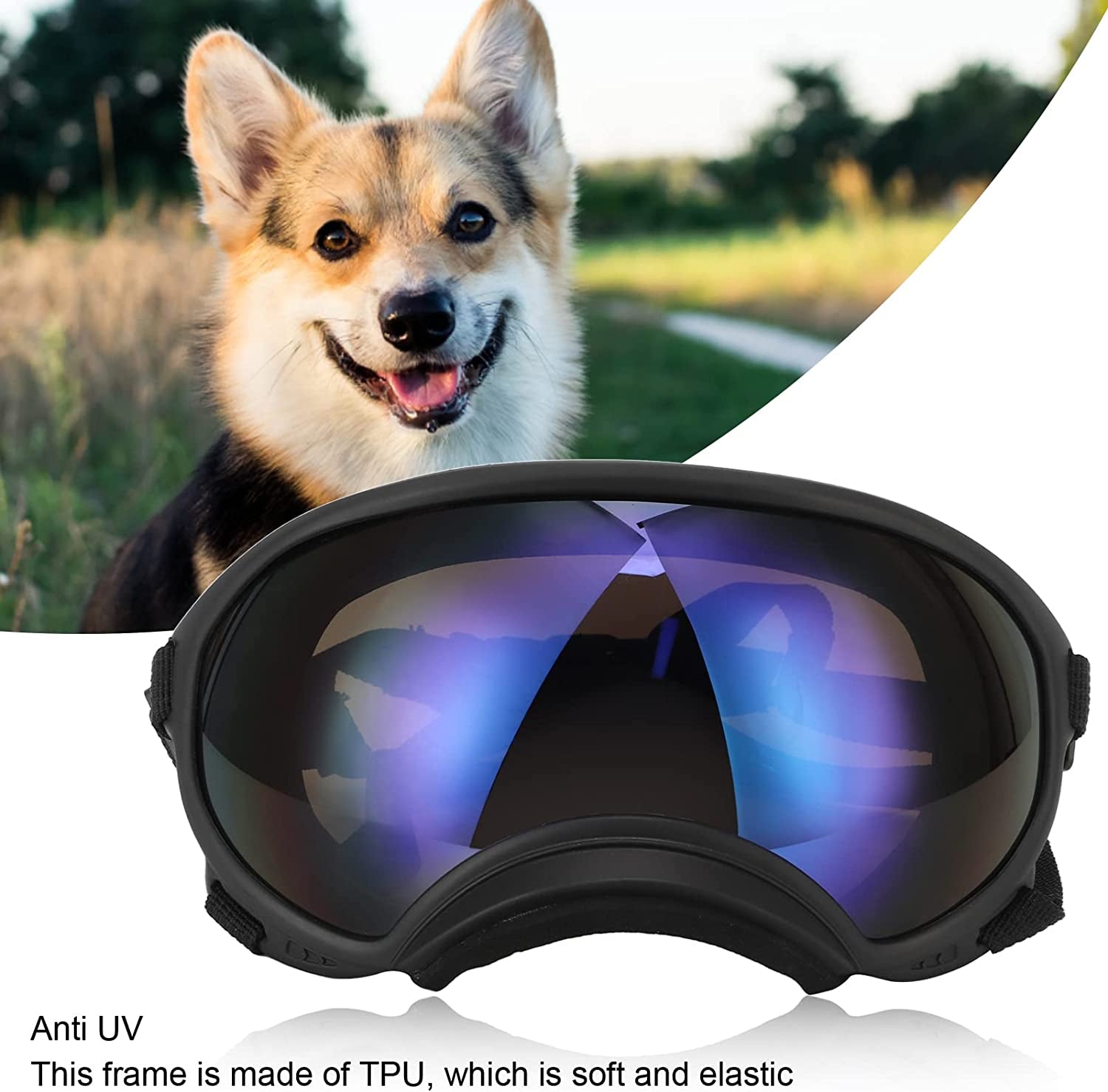 Premium UV-Blocking Dog Sunglasses with Adjustable Strap for Outdoor Protection