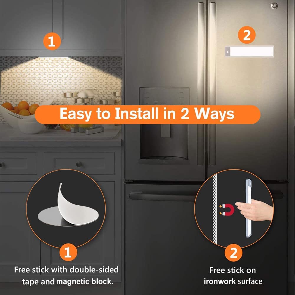 BT09 5V Silver Motion Sensor LED Light, Rechargeable Shelf Light with 1100mAh Battery for Kitchen, Bedroom, and Nursery