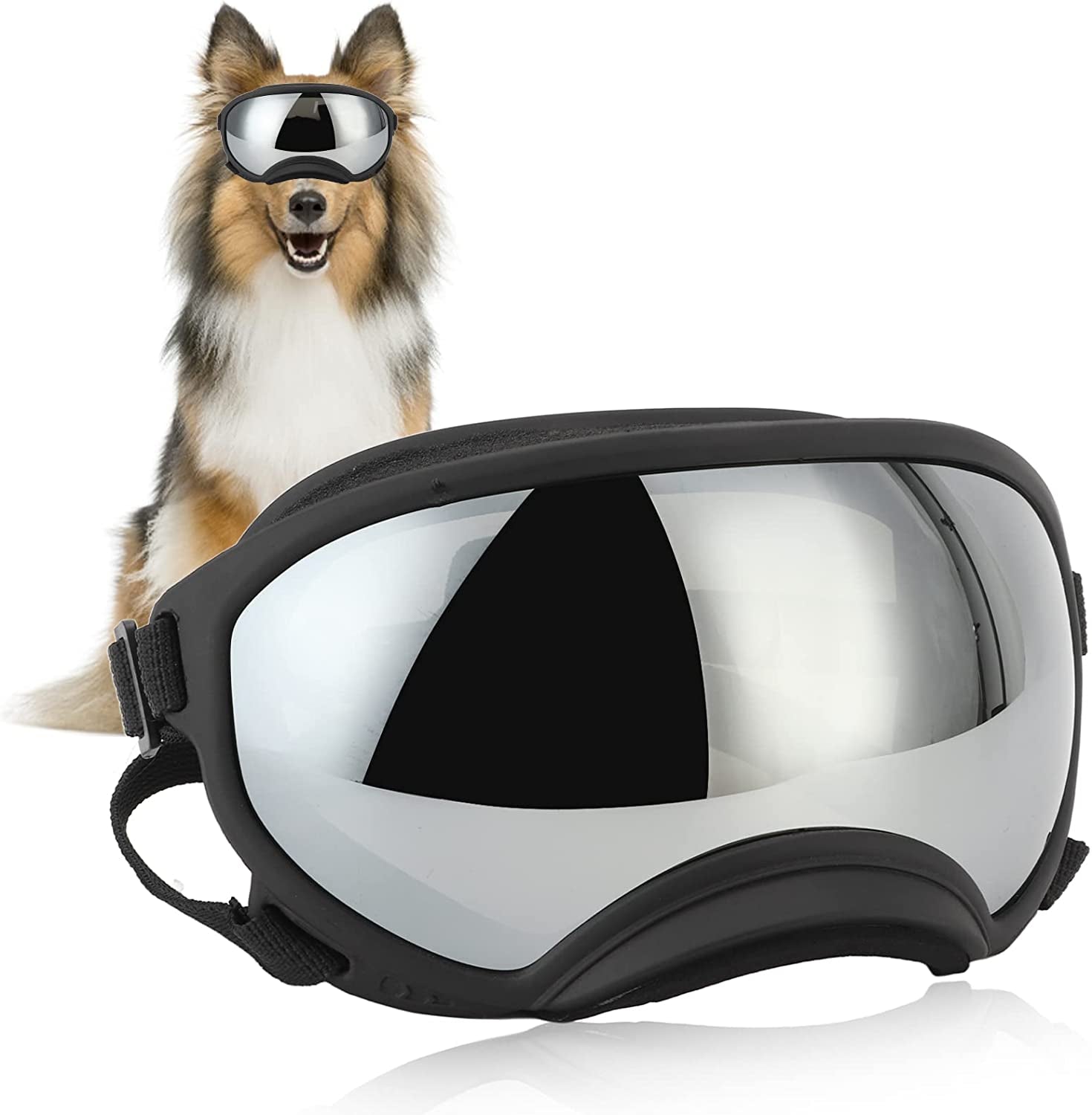 Premium UV-Blocking Dog Sunglasses with Adjustable Strap for Outdoor Protection