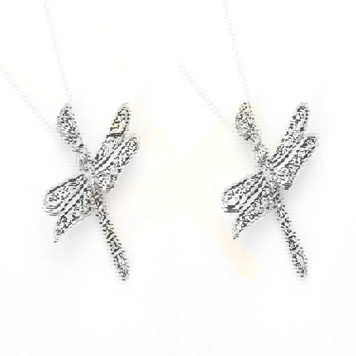 Exquisite Sterling Silver Dragonfly Pendant with Oxidized Details
