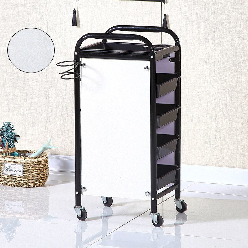 Vintage-Style Metal Salon Trolley with Multi-Level Storage