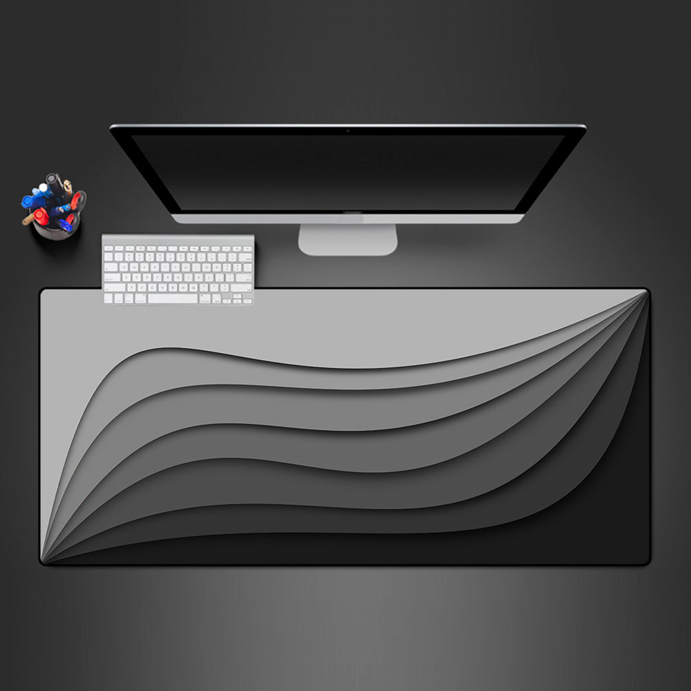 Grayscale Waves Gaming Mouse Pad - XXL Size for Enhanced Precision