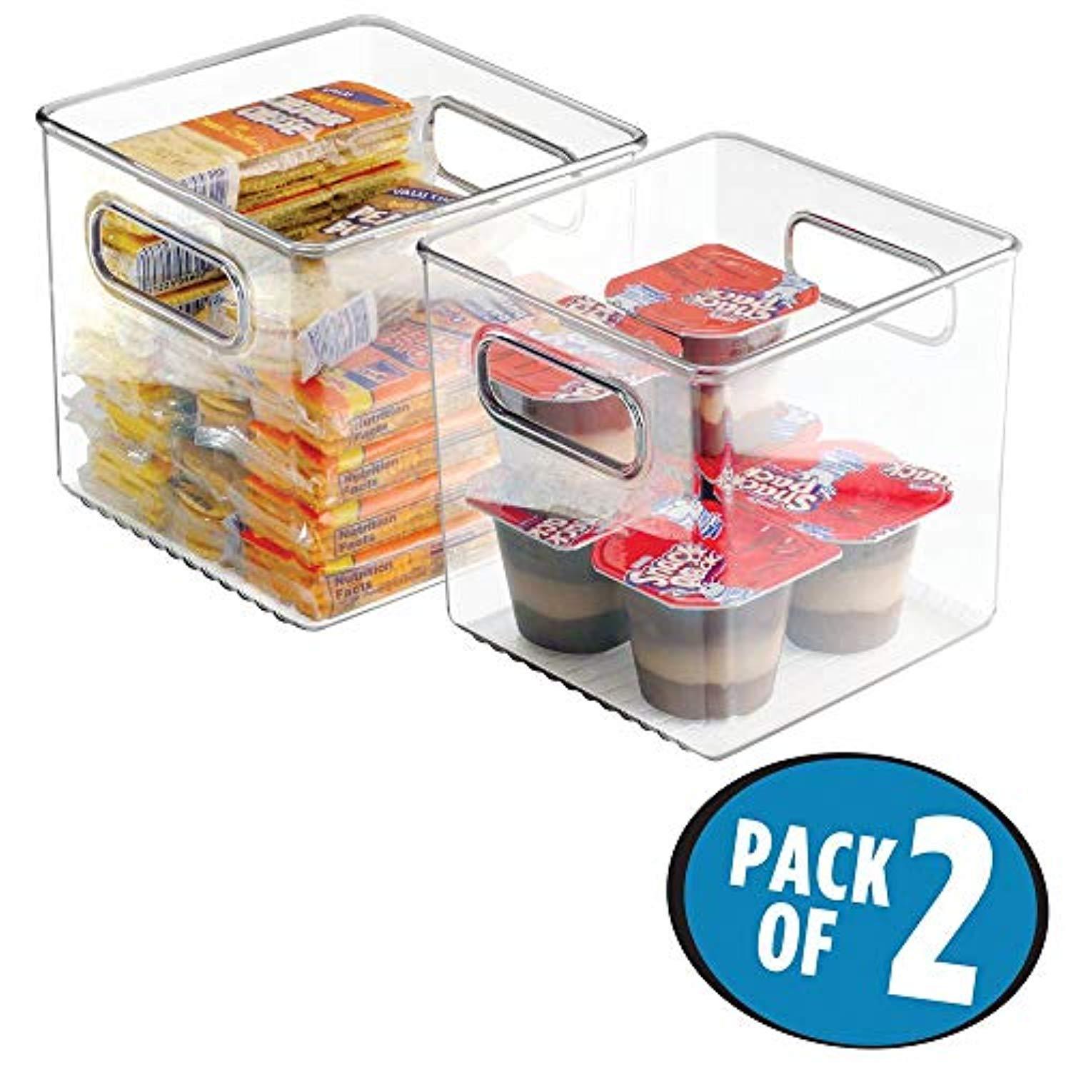 mDesign Large Capacity Clear Plastic Storage Bins with Handles - 2 Pack